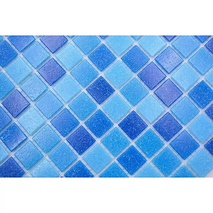 Mosaikfliese Quadrat Crystal Mix GM A 335P - 32,7 x 30,5 cm, Blau/Hellblau, Glänzend - Detailaufnahme