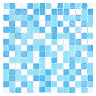 Mozaïektegel vierkant glas Mix GM A 323P (32,7 x 30,5 cm, Mix wit blauw, Glanzend)