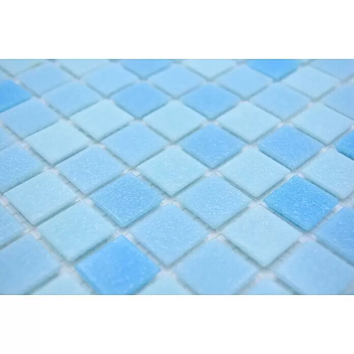 Mosaikfliese Quadrat Crystal Mix GM A 331P - 32,7 x 30,5 cm, Lichtblau, Glänzend - Detailaufnahme