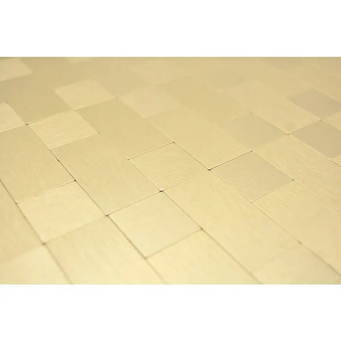 Selbstklebemosaik SAM 4GO87 - 30,5 x 30,5 cm, Gold, Glänzend - Nahaufnahme eines strukturierten, hellbeigen Bambusparketts, das ein natürliches und warmes Ambiente für jeden Raum schafft.