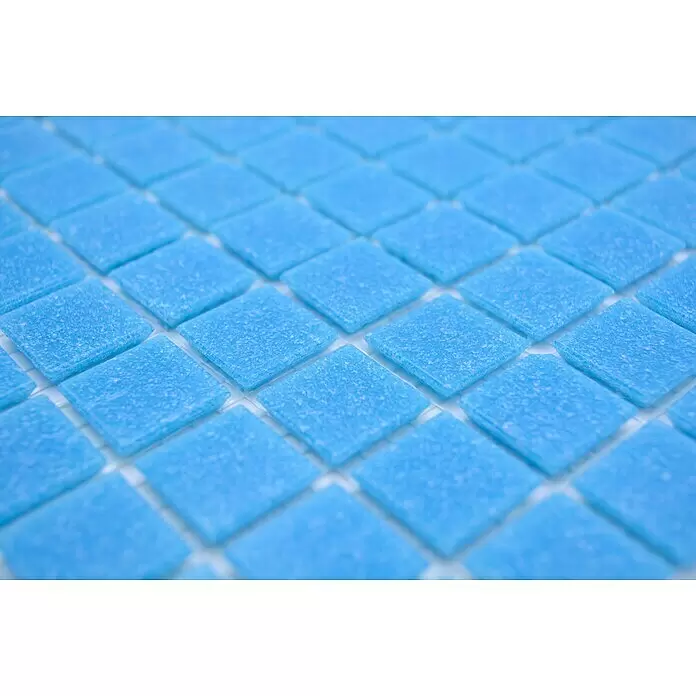 Mosaikfliese Quadrat Crystal Uni GM A 37P - 32,7 x 30,5 cm, Türkisblau/Blau, Glänzend - Detailaufnahme