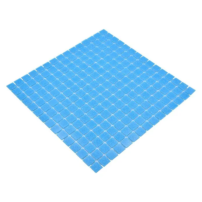 Mosaikfliese Quadrat Crystal Uni GM A 37P - 32,7 x 30,5 cm, Türkisblau/Blau, Glänzend - Hellblaue Mosaikfliese, ideal für dekorative Oberflächen. Kleine Quadrate sorgen für ein einzigartiges Muster und verleihen jedem Raum eine frische Note.