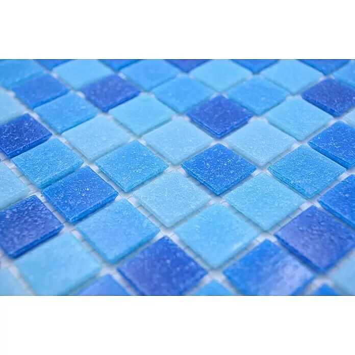 Mosaikfliese Quadrat Crystal Mix GM A 339P - 32,7 x 30,5 cm, Blau/Dunkelblau, Glänzend - Detailaufnahme