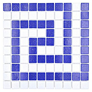Mozaïektegel vierkant glas GM BO 16P (21,7 x 21,7 cm, Blauw/Wit, Glanzend)