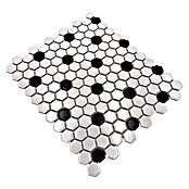 Mosaikfliese Hexagon Mix HX 045 (26 x 30 cm, Weiß/Schwarz, Glänzend) | BAUHAUS