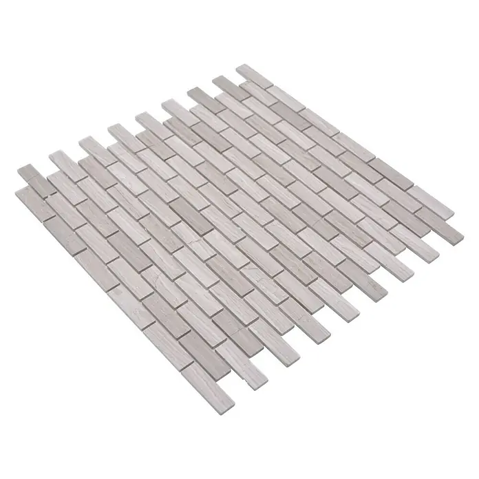 Selbstklebemosaik SAM 4NM72 - 30 x 30,5 cm, Grau, Glänzend - Helle Holzmaserung Mosaikfliesen, perfekt für stilvolle Wand- und Bodengestaltungen im Innenbereich mit einem natürlichen Look.