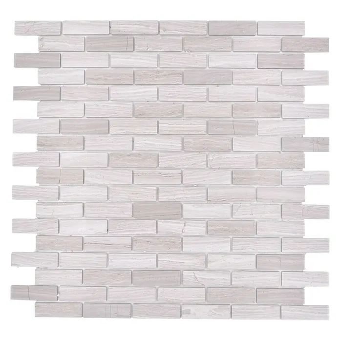 Selbstklebemosaik SAM 4NM72 - 30 x 30,5 cm, Grau, Glänzend - Nahaufnahme einer stilvollen Wandfliese in einem hellen Farbton, die eine moderne und elegante Ästhetik vermittelt.