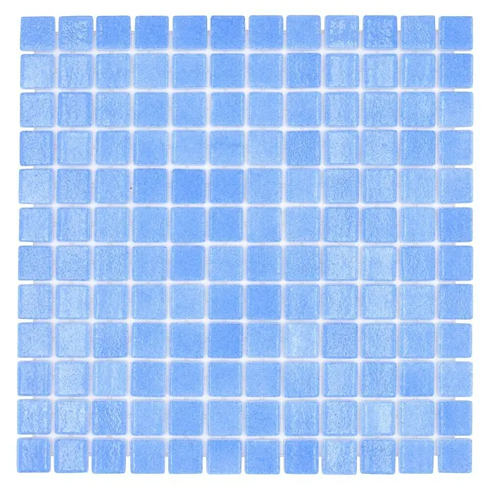 Mosaikfliese Eco Niebla VP110PUR - 31,6 x 31,6 cm, Himmelblau, Glänzend - Quadratische blaue Mosaikfliese, ideal für Badezimmer oder Küchenrückwände, sorgt für einen frischen, sauberen Look.