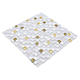 Mozaik pločica Crystal Mix XCM M640 (30 x 30 cm, Bijelo-zlatne boje, Sjaj)