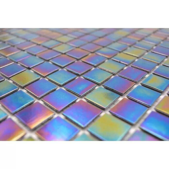 Mosaikfliese Quadrat Crystal GM IR 268 - 30,5 x 30,5 cm, Iridiumschwarz, Glänzend - Detailaufnahme