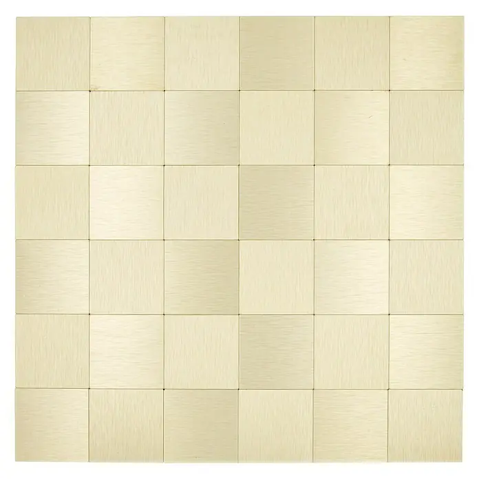 Selbstklebemosaik SAM 4GO99 - 30,5 x 30,5 cm, Gold, Glänzend - Quadratische Wandfliesen in einem sanften Beigeton mit subtiler Textur, ideal für moderne Innenräume.