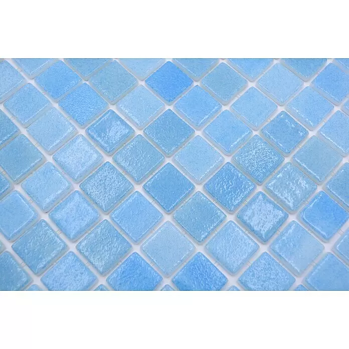 Mosaikfliese Eco Niebla VP501PUR - 31,6 x 31,6 cm, Blau/Türkis, Glänzend - Detailaufnahme