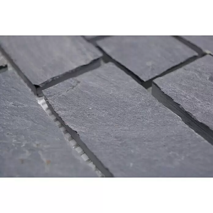 Mosaikfliese Brick Splitface XMS 547N - 30,5 x 30,5 cm, Schwarz, Matt - Detailaufnahme