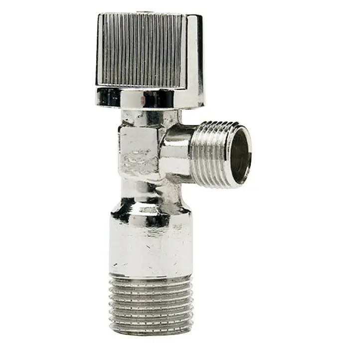 Llave de escuadra macho - Rosca exterior: ½″, Cromado - Válvula de cierre cromada para controlar el flujo de agua en sistemas de plomería. Ideal para baños y cocinas.