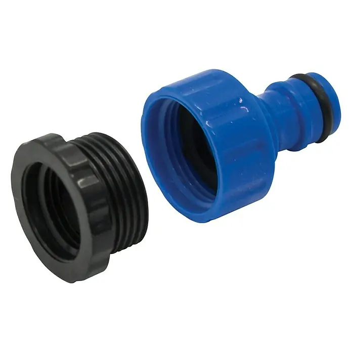 Altadex Programador de riego Full-Vision - Tiempo de riego: 1 min - 120 min - Adaptador de manguera de jardín de plástico azul y conector de plástico negro, ideal para sistemas de riego.