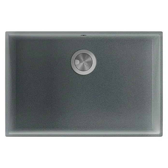 Atron Fregadero encastrable Tide - 42,8 x 64,8 cm, Material compuesto, Gris, Brillante - Fregadero gris con desagüe redondo en el centro. Diseño atemporal para cocinas modernas, duradero y fácil de limpiar.