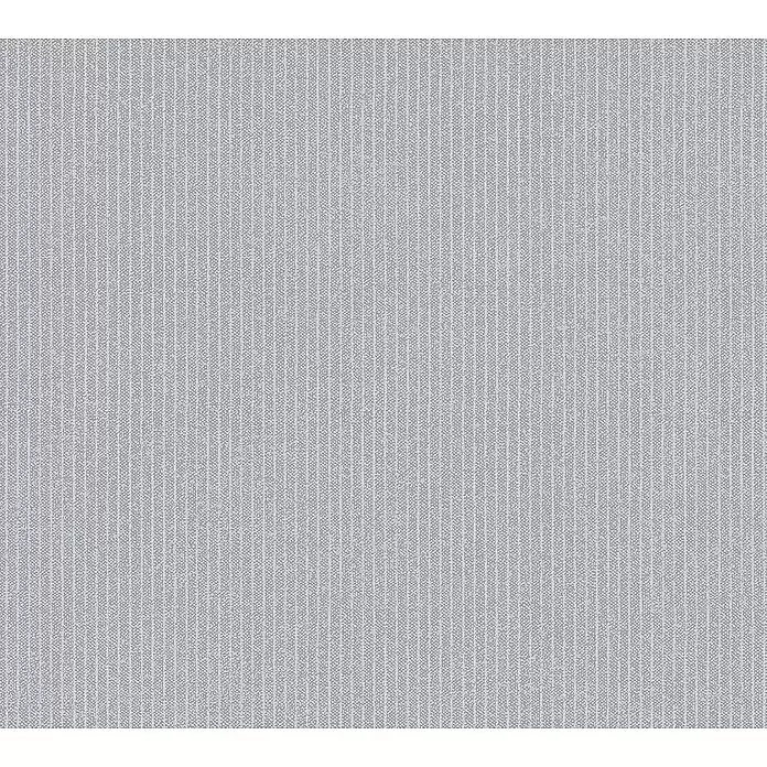 A.S. Création New Elegance Vliestapete Streifen - Hellgrau, Streifen, 10,05 x 0,53 m - Hellgraue gestreifte Textiltextur mit feinem Webmuster.