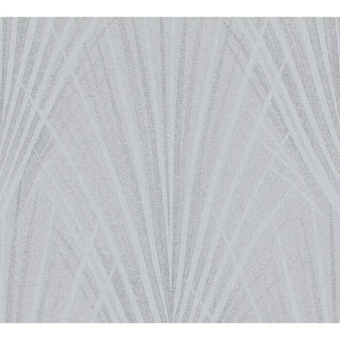 A.S. Création New Elegance Vliestapete Farn - Grau, Floral, 10,05 x 0,53 m - Graues Art-Deco-Tapetenmuster mit einem geometrischen Fächerdesign und einer subtilen Textur, die eine elegante und raffinierte Atmosphäre schafft.