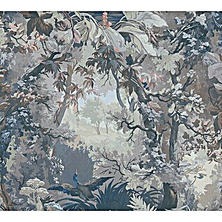 AS Creation History of Arts Vliestapete Flugenten im Dschungel (Blau/Grau, Floral, 10,05 x 0,53 m)