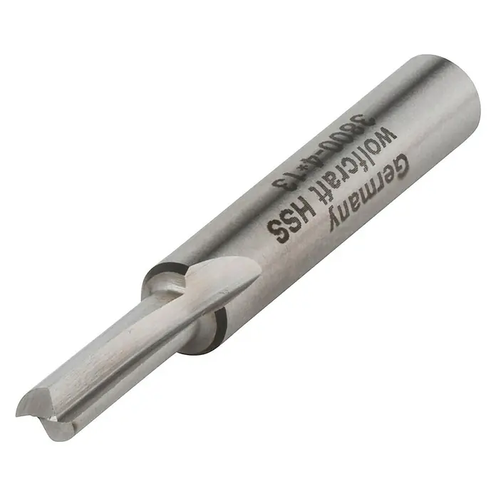 Wolfcraft Nutfräser - Nutbreite: 4 mm, Durchmesser Schaft: 6 mm, HS-Stahl - Werkzeug mit der Aufschrift "Germany Wolfcraft HSS 3800-413". Ideal zum Bearbeiten von Materialien mit hoher Präzision und Leistung.