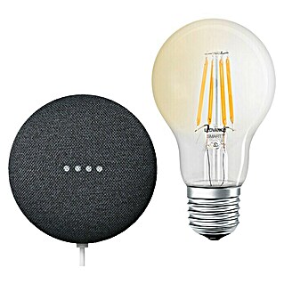 Google Nest Starter-Set Ledvance Smart+ BT Leuchtmittel (Carbon, 5,5 W, E27, Warmweiß, Dimmbar)