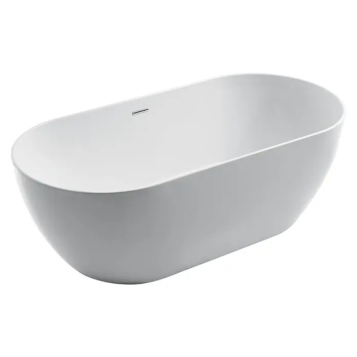 Camargue Freistehende Badewanne Trento - L x B: 150 x 75 cm, Sanitäracryl, Weiß - Freistehende Badewanne aus glattem, weißem Material, die eine elegante und moderne Badezimmerausstattung darstellt.