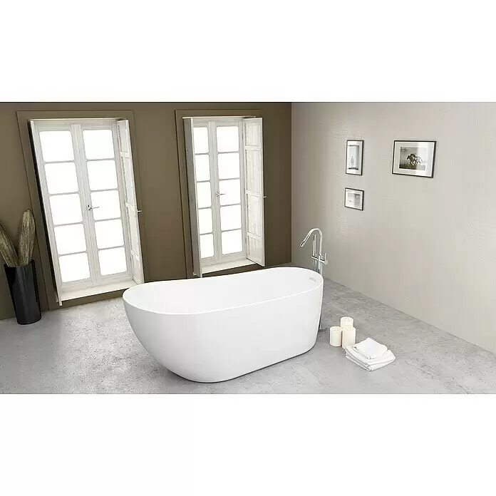 Camargue Freistehende Badewanne Dalia - L x B: 180 x 80 cm, Sanitäracryl, Weiß - Stimmungsaufnahme