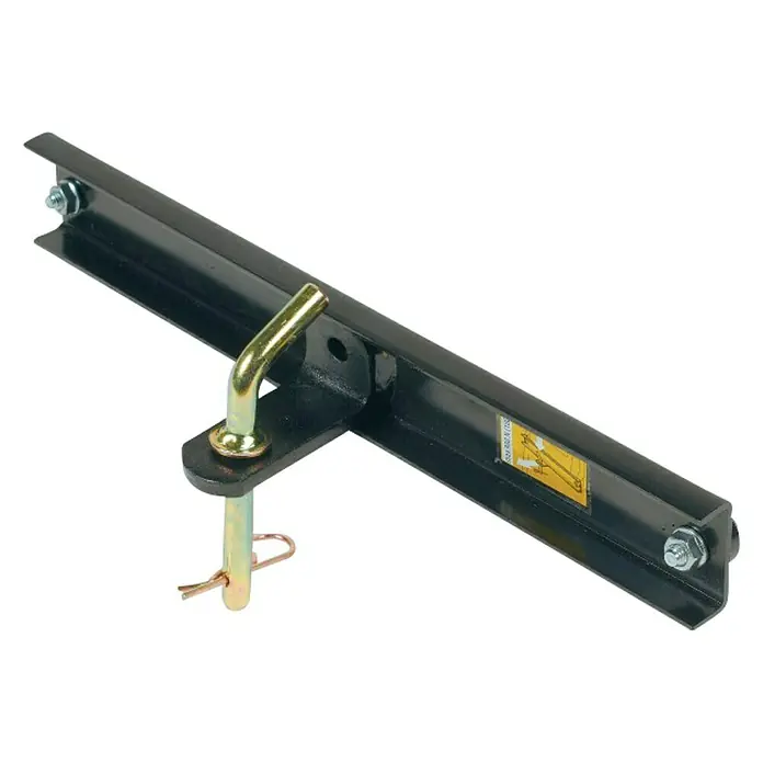 Stiga Zugöse für Rasenmäher - Stiga Rasentraktoren Tornado 2098/2098 H/3098 H/3108 H - Produktbild einer schwarzen Anhängerkupplung mit einem gelben Bolzen und Sicherungsstift zur Befestigung von Anhängern.