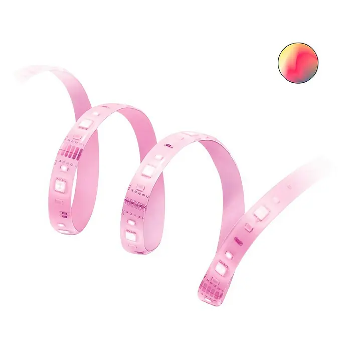 Philips Wiz Smart-LED-Band Erweiterung - Länge: 1 m, RGBW - Pinkfarbener LED-Lichtstreifen mit leuchtenden LEDs, ideal für stimmungsvolle Beleuchtung im Innenbereich.