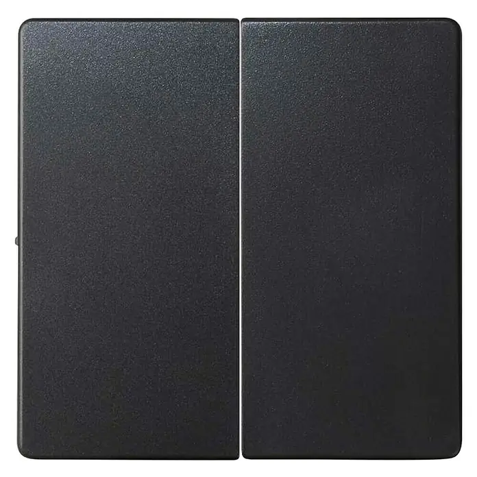Simon 82 Mecanismo de conmutador doble Concept - Negro, Plástico, IP20 - Primer plano de un interruptor de luz doble negro. Diseño elegante para interiores modernos, perfecto para controlar la iluminación en cualquier habitación.