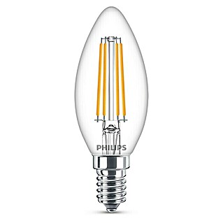 Philips Bombilla LED Vela y lustre Transparente (E14, 60 W, B35, 806 lm)