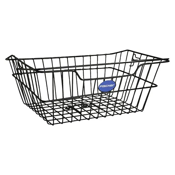 Fischer Fahrradkorb - Geeignet für: Gepäckträger, Nutzlast: 25 kg, Grobmaschig - Abgebildeter schwarzer Fahrradkorb von Fischer, ideal für Einkäufe oder den Transport anderer Gegenstände am Fahrrad.