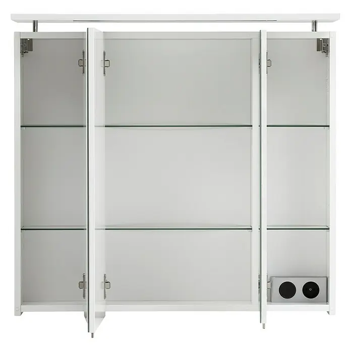 Schildmeyer LED-Spiegelschrank Beauty - B x H: 80 x 75 cm, Holz, Weiß - Schrank mit Spiegeltüren und Glasböden.