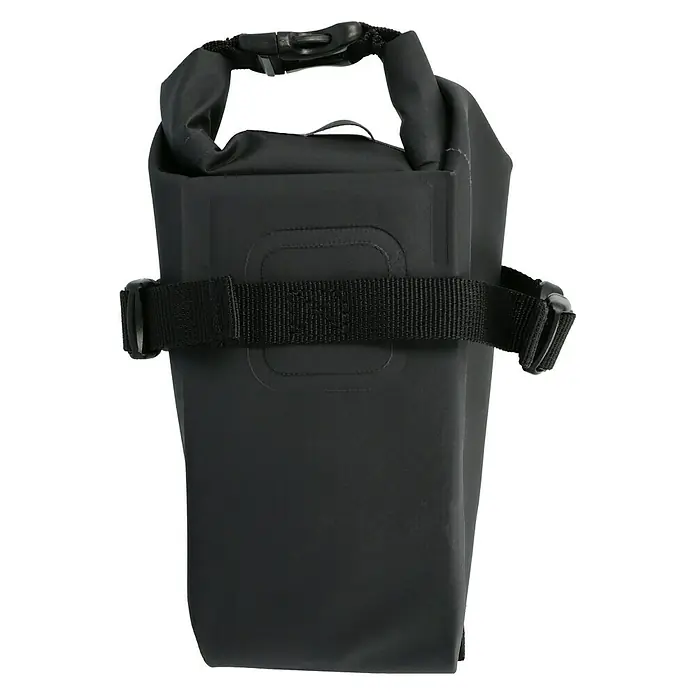 Satteltasche - Volumen: 1 l, Wasserdicht, Schwarz - Schwarze wasserdichte Fahrradtasche mit Rollverschluss und Befestigungsriemen für den Gepäckträger. Ideal für Radtouren bei jedem Wetter.