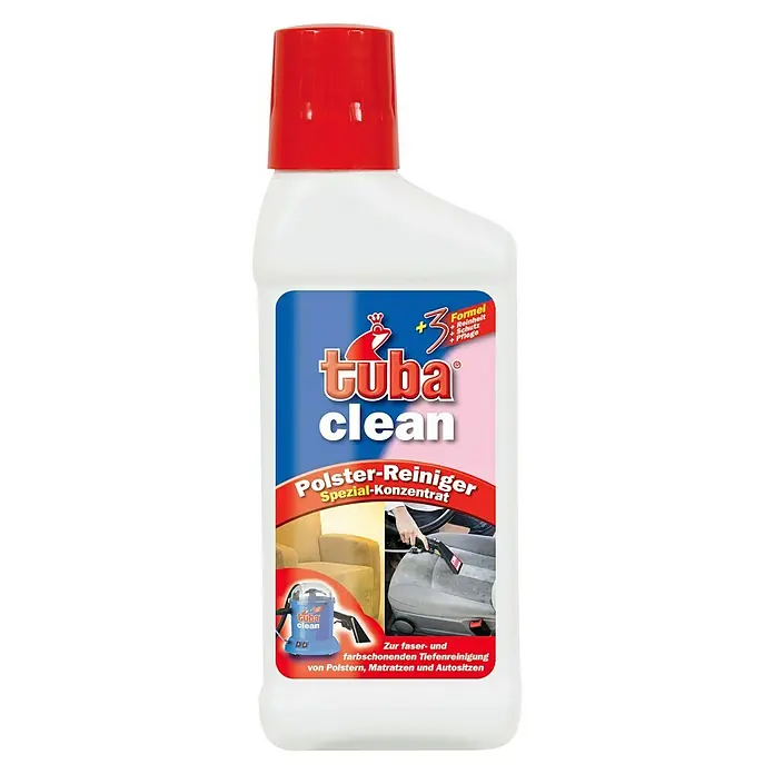 Tuba Clean Polsterreiniger - 250 ml, Flasche - Flasche Tuba Clean Polster-Reiniger Spezial-Konzentrat zur faser- und farbschonenden Tiefenreinigung von Polstern, Matratzen und Autositzen.