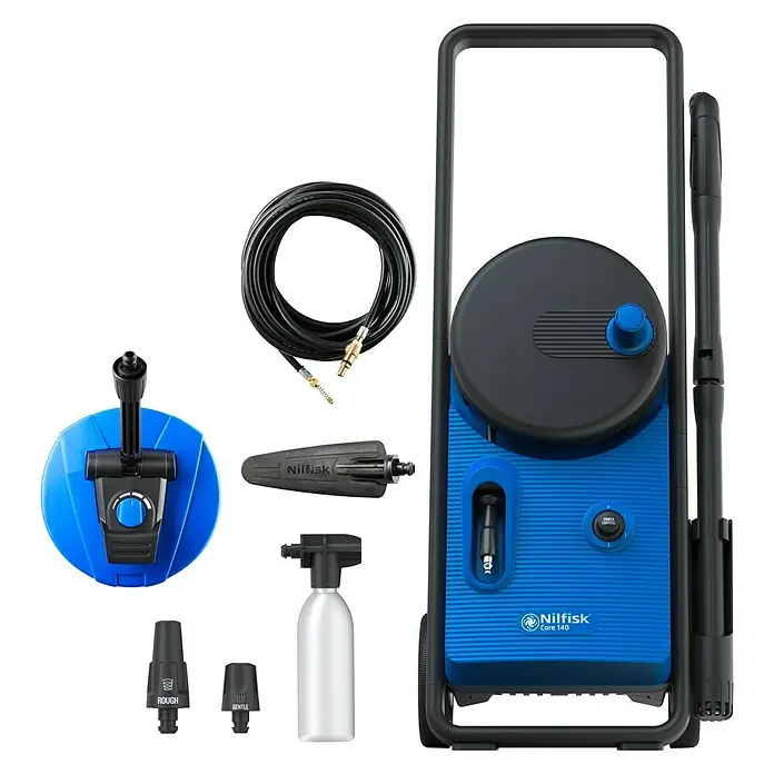 Nilfisk Hochdruckreiniger Core 140-6 PowerControl - 1.800 W, Max. Druck: 140 bar, Fördermenge: 474 l/h - Nilfisk Core 140 Hochdruckreiniger mit Zubehör wie Schlauch, Düsen und Reinigungsbürste für vielfältige Reinigungsaufgaben rund ums Haus.