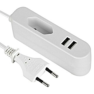 Voltomat Verlängerungskabel mit USB (Weiß, 1,4 m, H03VVH2-F2x0,75, Max. Anschlussleistung: 575 W)