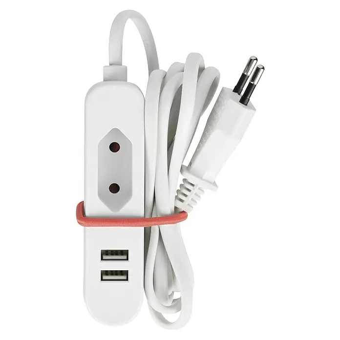 Voltomat Verlängerungskabel mit USB - 1,4 m, Weiß, H03VVH2-F - Mehrfachsteckdose mit USB-Anschlüssen, ideal für das Aufladen mehrerer Geräte gleichzeitig. Praktisch und platzsparend.