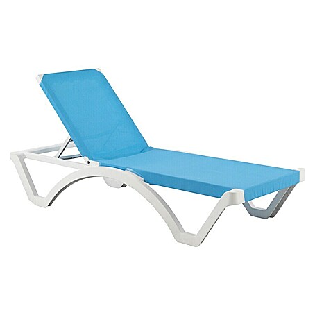 Tumbona de jardín Mykonos (An x Pr: 74 x 190 cm, Azul, Plástico, Respaldo regulable)