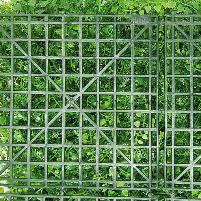 Jardín vertical Helecho - Plástico, L x An: 100 x 50 cm - Pared vegetal artificial con hojas verdes y estructura de rejilla de plástico para interiores y exteriores.