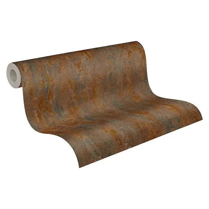 A.S. Création Elements Vliestapete Patina - Braun/Kupfer, Metalloptik, 10,05 x 0,53 m - Rolle der Tapete mit einem rostfarbenen Design. Sie ist stilvoll und modern und verleiht jedem Raum einen Hauch von Charakter.