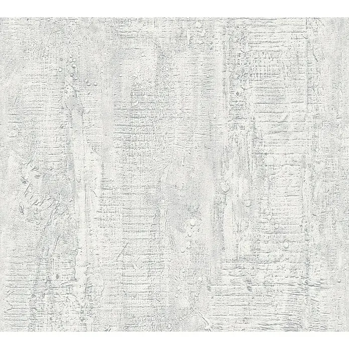 A.S. Création Elements Vliestapete Grafik - Grau, Betonoptik, 10,05 x 0,53 m - Eine Nahaufnahme einer strukturierten, weißen Wandverkleidung, die eine robuste und elegante Textur für moderne Innenräume bietet.
