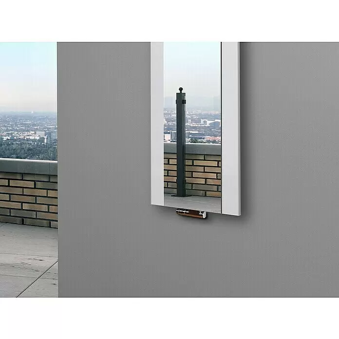 Szagato Designheizkörper Singapur - B x H: 470 x 1.200 mm, Wärmeleistung bei Vorlauftemperatur von 75 °C (D: 50): 799 W, Weiß, Mit 1 Handtuchhalter (50 mm) - Stimmungsaufnahme