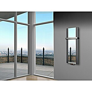 Szagato Designheizkörper Singapur (B x H: 47 x 120 cm, Wärmeleistung bei Vorlauftemperatur von 75 °C (D: 50): 799 W, Moonstone-Grau, Mit 1 Handtuchhalter (50 mm))