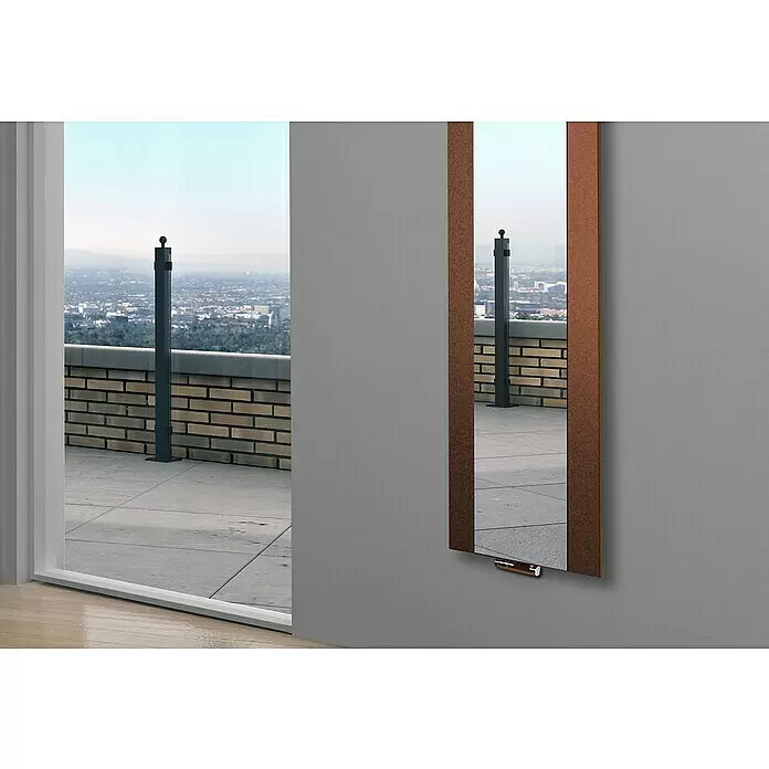Szagato Designheizkörper Singapur - B x H: 470 x 1.800 mm, Braun, Silber, Mit 1 Handtuchhalter (50 mm) - Stimmungsaufnahme