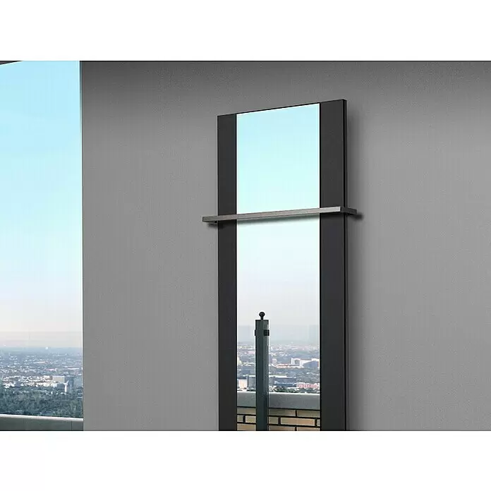 Szagato Designheizkörper Singapur - B x H: 470 x 1.200 mm, Wärmeleistung bei Vorlauftemperatur von 75 °C (D: 50): 799 W, Schwarz, Mit 1 Handtuchhalter (15 mm) - Stimmungsaufnahme