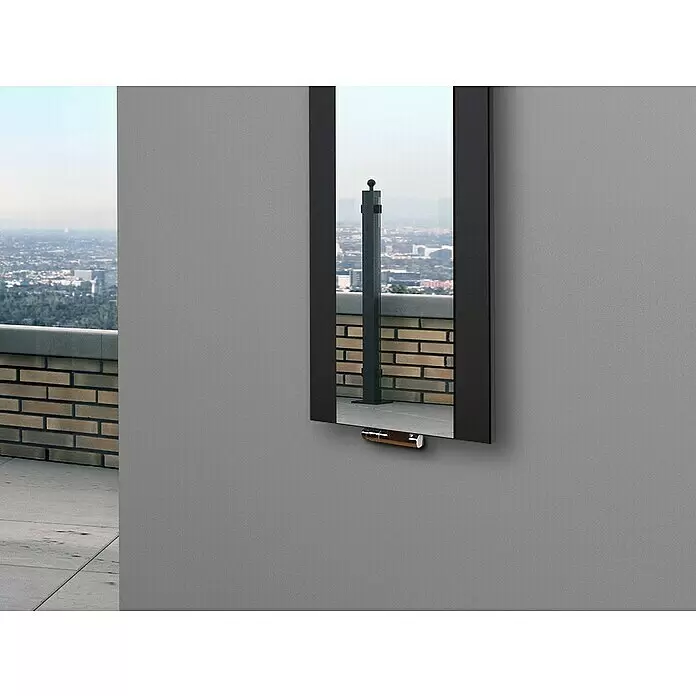 Szagato Designheizkörper Singapur - B x H: 470 x 1.200 mm, Wärmeleistung bei Vorlauftemperatur von 75 °C (D: 50): 799 W, Schwarz, Mit 1 Handtuchhalter (50 mm) - Stimmungsaufnahme