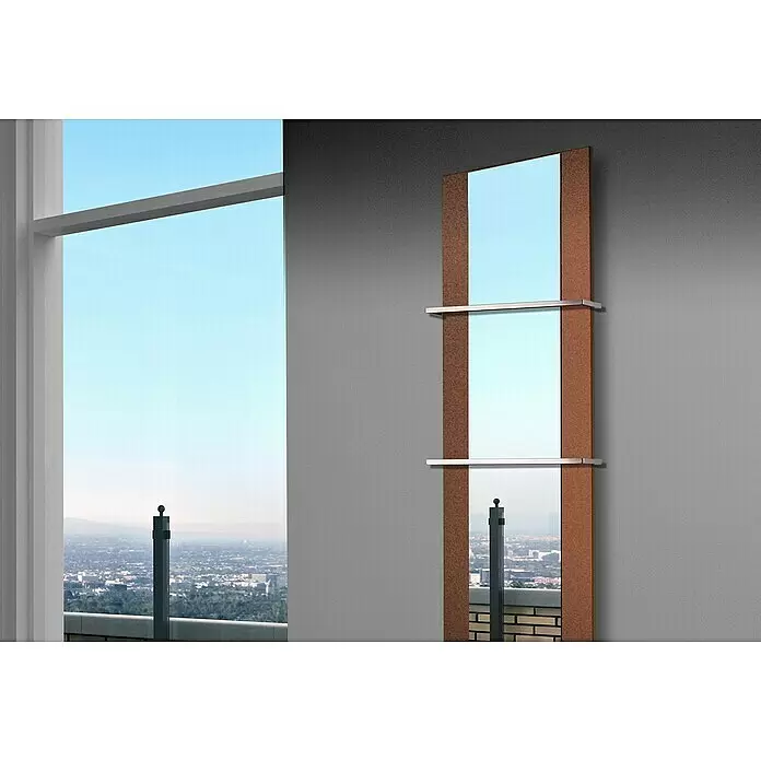 Szagato Designheizkörper Singapur - B x H: 470 x 1.800 mm, Braun, Silber, Mit 2 Handtuchhalter (15 mm) - Stimmungsaufnahme