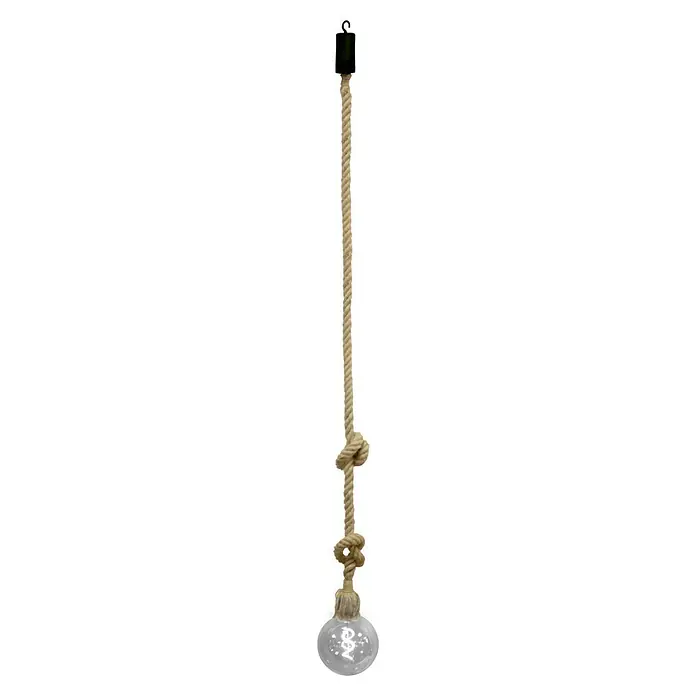 New Garden Solar-Hängeleuchte Simona - Braun, Höhe: 180 cm - Eine Seilleuchte mit einem dekorativen Knoten und einer Edison-Glühbirne für ein warmes Licht.