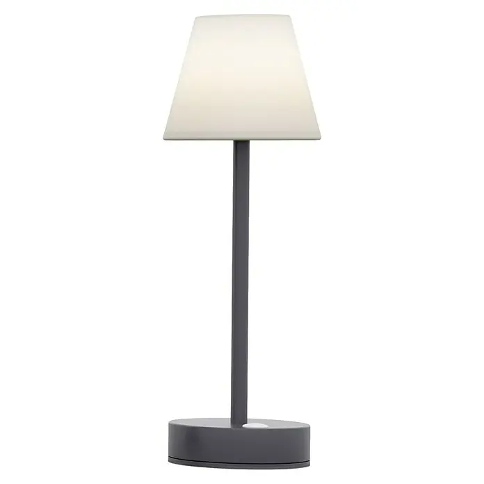 New Garden Akku-Tischleuchte Lola Slim - Anthrazit, Warmweiß, 2 W, IP44 - Elegante Tischleuchte mit grauem Fuß und Schirm für stilvolle Beleuchtung im Raum. Schlichtes Design für jedes Ambiente.